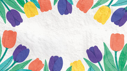 Vibrant illustration of spring flowers in various colors.