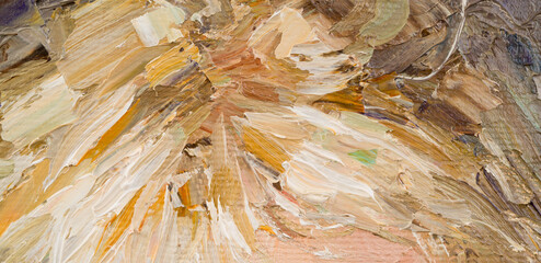Embossed pasty oil paints and reliefs. Mix of paints.