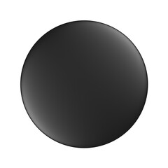 Black badge pin brooch. Isolated. Transparent background. Pin button. Mockup. Blank. Empty. Front view. 3d illustration.