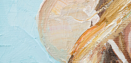 Embossed pasty oil paints and reliefs. Mix of paints.