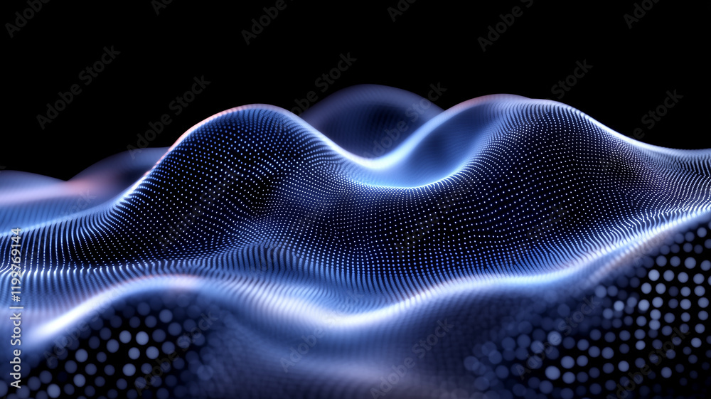 Fototapete digital landscape of flowing blue waves creates mesmerizing visual effect, showcasing intricate patt