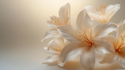 Elegant creamy white lilies on soft background.