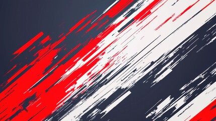 Fototapeta premium Abstract red and white diagonal brush strokes on dark background