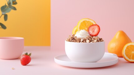 Fresh Breakfast Bowl with Fruits and Granola