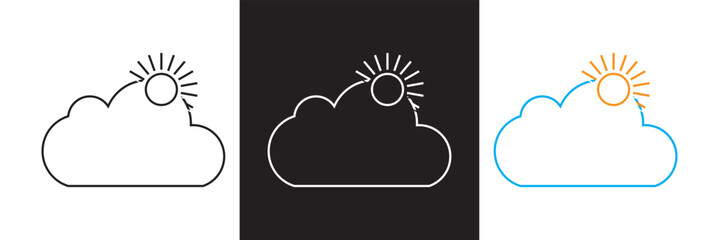 Weather editable stroke outline icons set . vector illustration. isolated on white and black background.  EPS 10