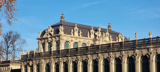 Naklejka premium Zwinger Palace building, with baroque roofs. The German city of Dresden.