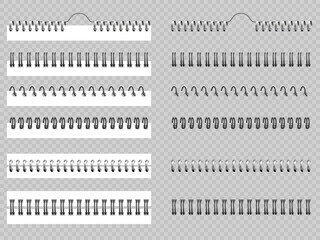 Metal realistic binder for calendar or notebook, textbook or notepad vector set