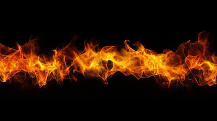 Fire flames on black background