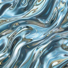Beautiful pattern of liquid metal, flowing and undulating, blue with white-gold accents.