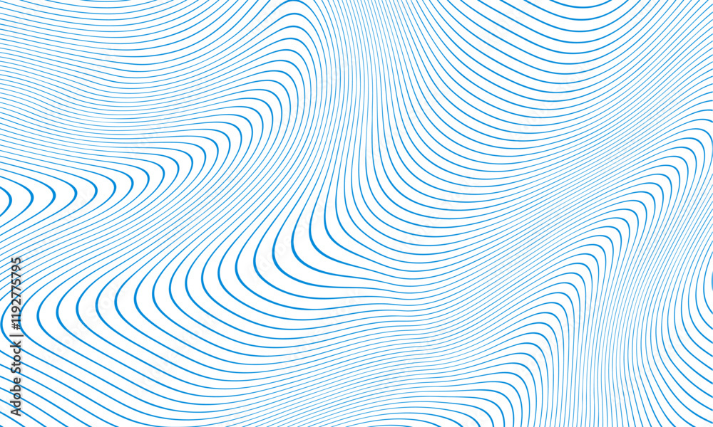 Fototapete The captivating Abstract Blue Lines Pattern, which is set against a white background, features a dynamic and fluid design that