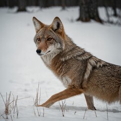 Naklejka premium A sleek coyote on a white background.
