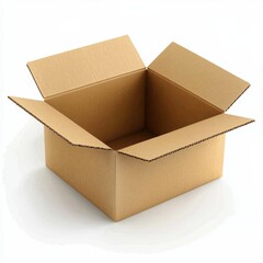 Empty Single Brown Carton Box with Visible Fold Lines for Packing