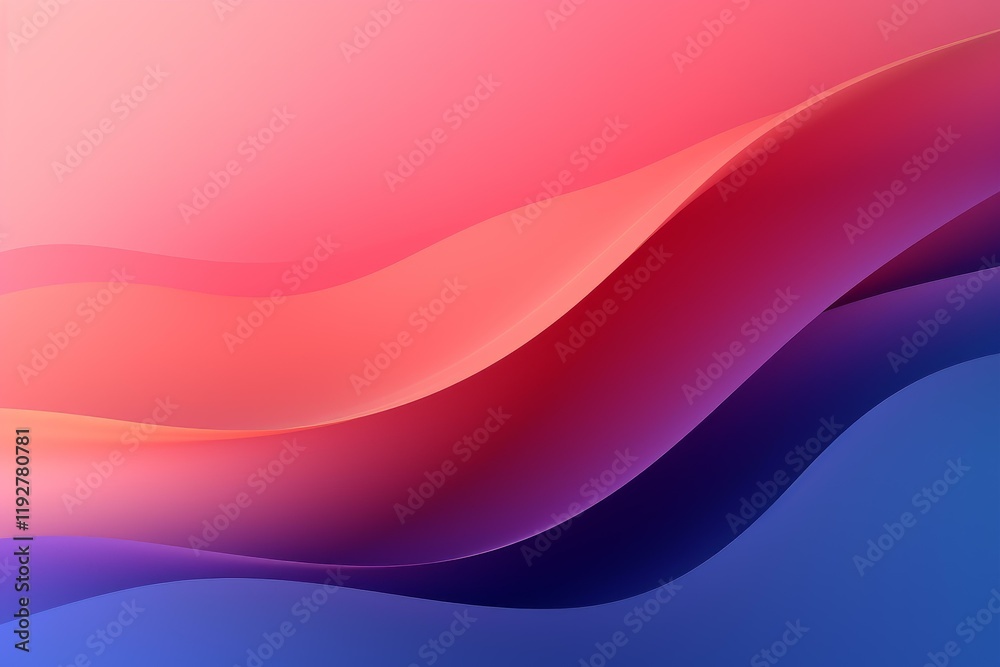 Poster smooth overlapping gradient waves creating a vibrant and modern abstract background