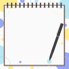 メモ帳とボールペンセット、ポップな背景