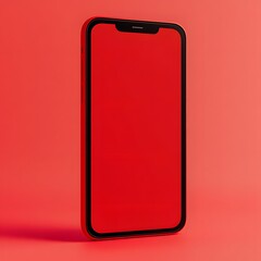 Red Smartphone Displays Vibrant Screen, Modern Technology