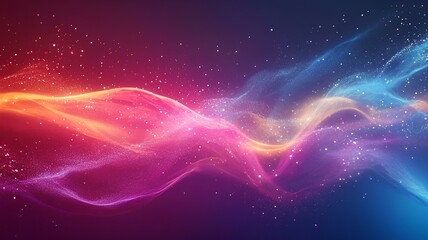 Obraz premium abstract colorful background with glowing particles and wave lines