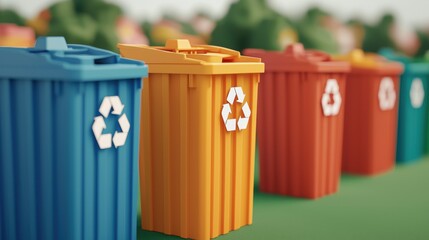 Waste management practices urban environment illustration recycling bins eco-friendly concept