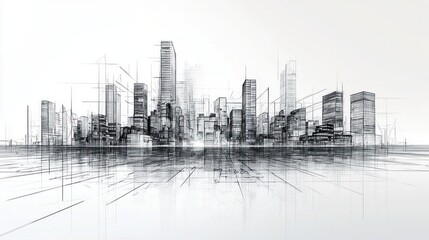 Architectural Sketch: A Modern Cityscape Vision