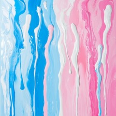 Dripping Ice Cream Waves in Shades of Blue and Pink Abstract Art