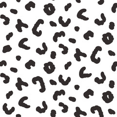 Abstract animal monochrome seamless pattern. Uneven lines print allover background. Jaguar fur continuous vector hand drawn ornament. Surface pattern design camouflage motif.