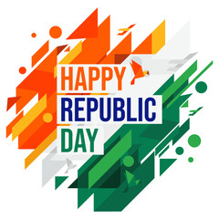 Modern abstract Indian flag background design for Happy Republic day India, social media post, web, banner, poster, tricolor, geometric vector template, 26 January, India