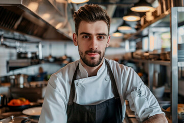 Fototapeta premium Elegant creation of gourmet culinary masterpiece in a luxurious high end restaurant kitchen generative AI