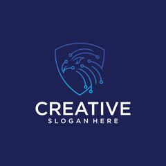 Eagle concept logo design eagle protection with american flag background technology eagle logo