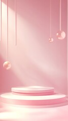 Elegant Minimalist Studio Scene with Soft Pink Background and Accents
