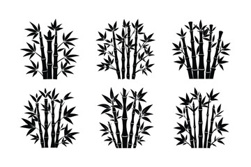 Bamboo Shoots (Bambusa vulgaris) design, labeled silhouette vector illustration