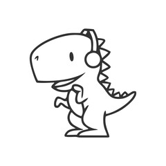 cute line t rex dinosaur illustration