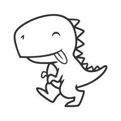 cute line t rex dinosaur illustration