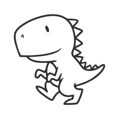 cute line t rex dinosaur illustration