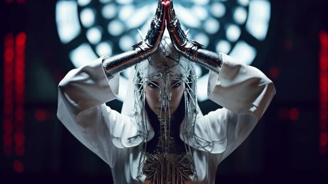 generative video. The cyber nun's awareness of astral energies of the subtle plane