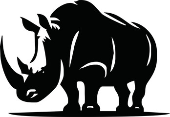 Rhino silhouette on white background. Rhino icon sign vector illustration design