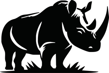Rhino silhouette on white background. Rhino icon sign vector illustration design