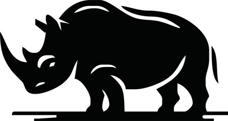 Rhino silhouette on white background. Rhino icon sign vector illustration design