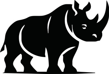 Rhino silhouette on white background. Rhino icon sign vector illustration design