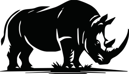 Rhino silhouette on white background. Rhino icon sign vector illustration design