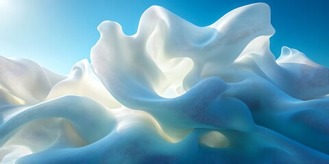 Obraz premium Abstract white cloudscape, sunlit, flowing fabric texture, design background