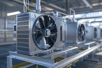 Fototapeta premium Industrial air conditioner units cooling system in operation