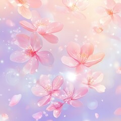 Fototapeta premium Delicate Cherry Blossom Flowers on Soft Pastel Background