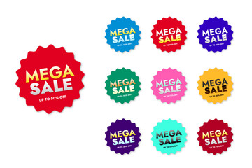 a set of colored stickers for product sales, promotions, discounts, tags, stickers with the text of discounts
