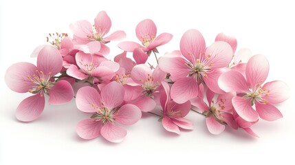 Naklejka premium Delicate Pink Cherry Blossom Flowers on White Background
