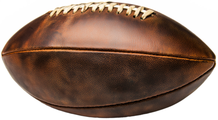 Vintage leather football close-up transparent background