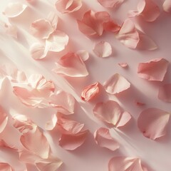 Obraz premium Delicate Pink Rose Petals Spread Across a Soft Background