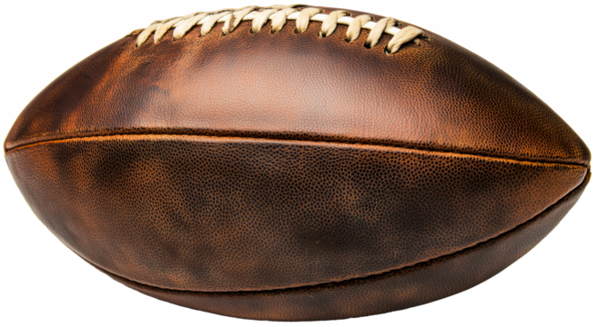 Vintage leather football close-up transparent background