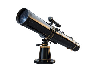 Isolated Telescope Observing Galaxies in 3D on Transparent Background