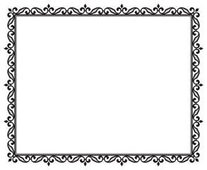 Vector baroque black rectangle border frame. Template. Isolated on white background.