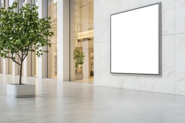 Blank advertising billboard space in a modern shopping mall