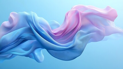 Obraz premium Flowing pastel fabric, studio shot, light blue background, abstract design, website banner